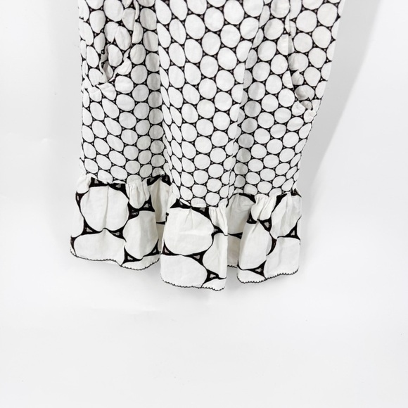 ✅ DVF Embroidered Sleeveless Linen Polka Dot Geometric CREAM/Brown Dress SIZE 6 - Picture 7 of 10